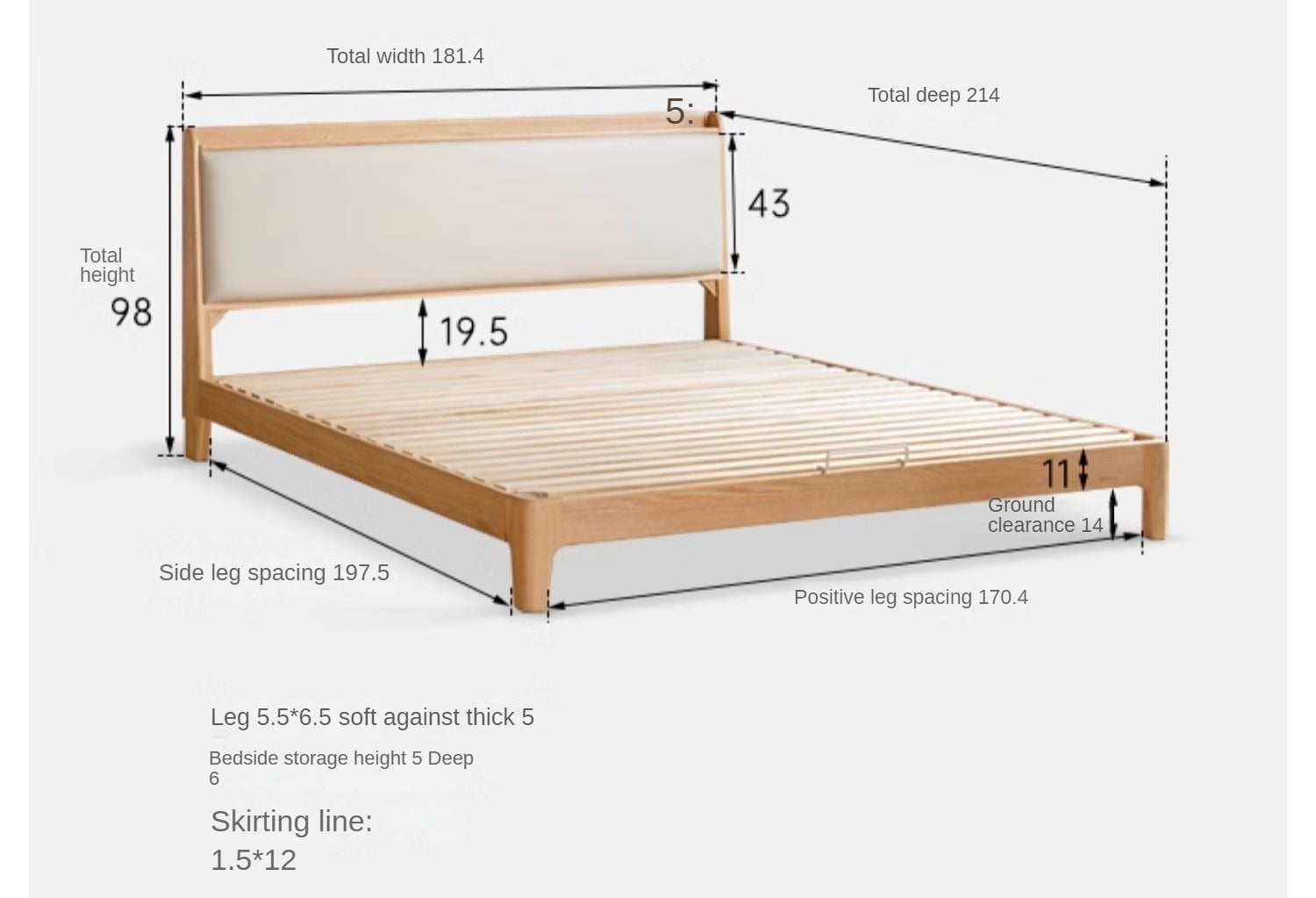Oak Solid Wood Technology Cloth Modern and Simple Bed