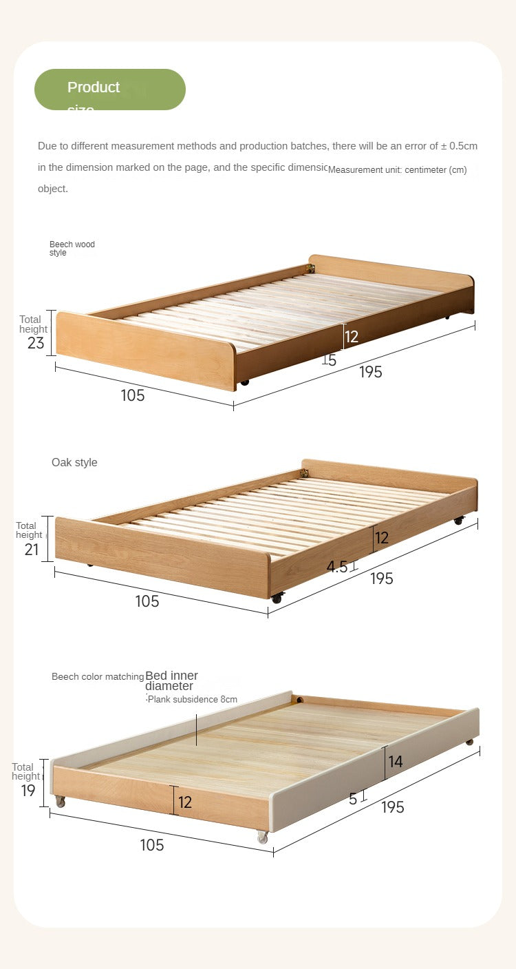 Oak, Beech solid wood floor bed with pulley toddler bed<