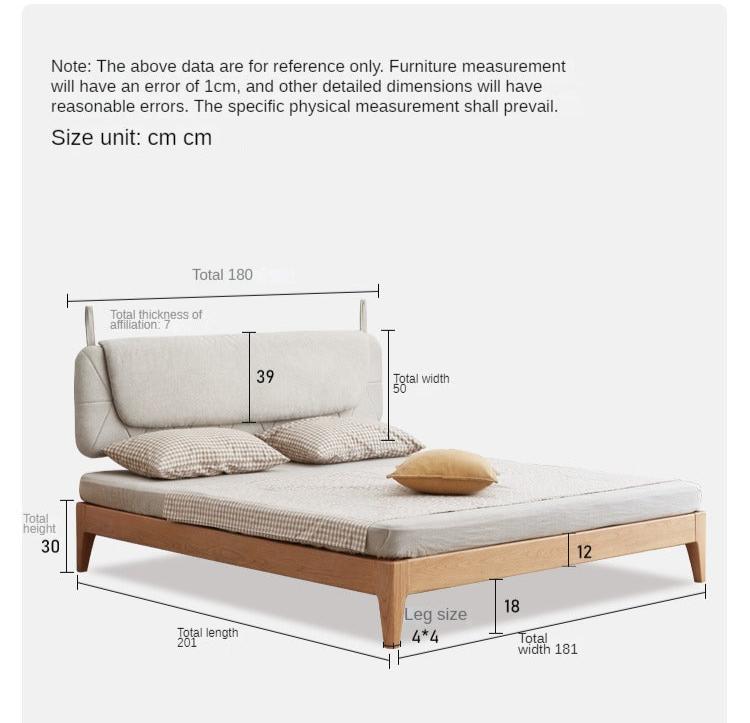 Oak, Ash Solid Wood Platform Bed, Headboard-Free Bed Modern Minimalist