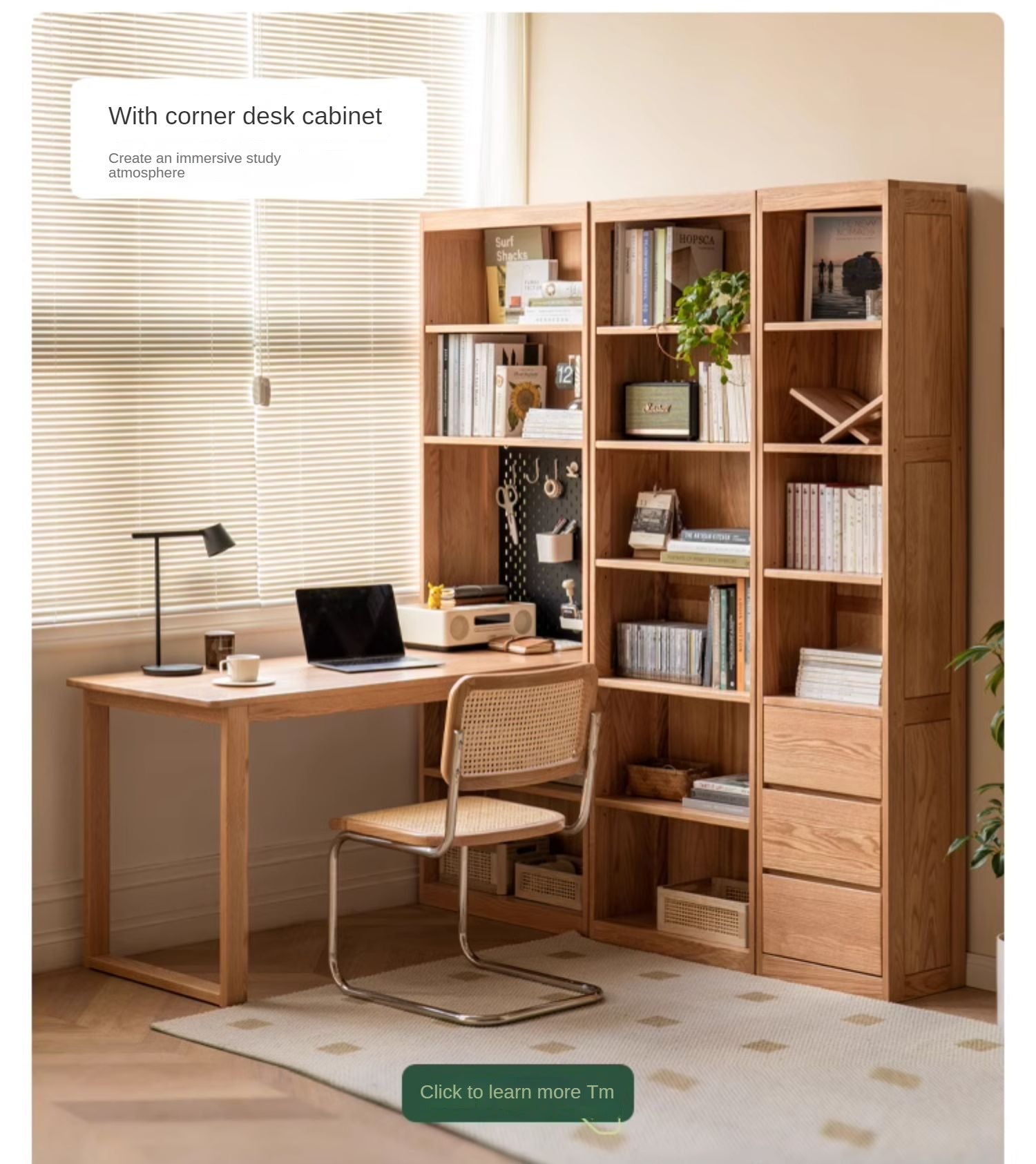 Oak, Solid Rubberwood Bookshelf, Bookcase