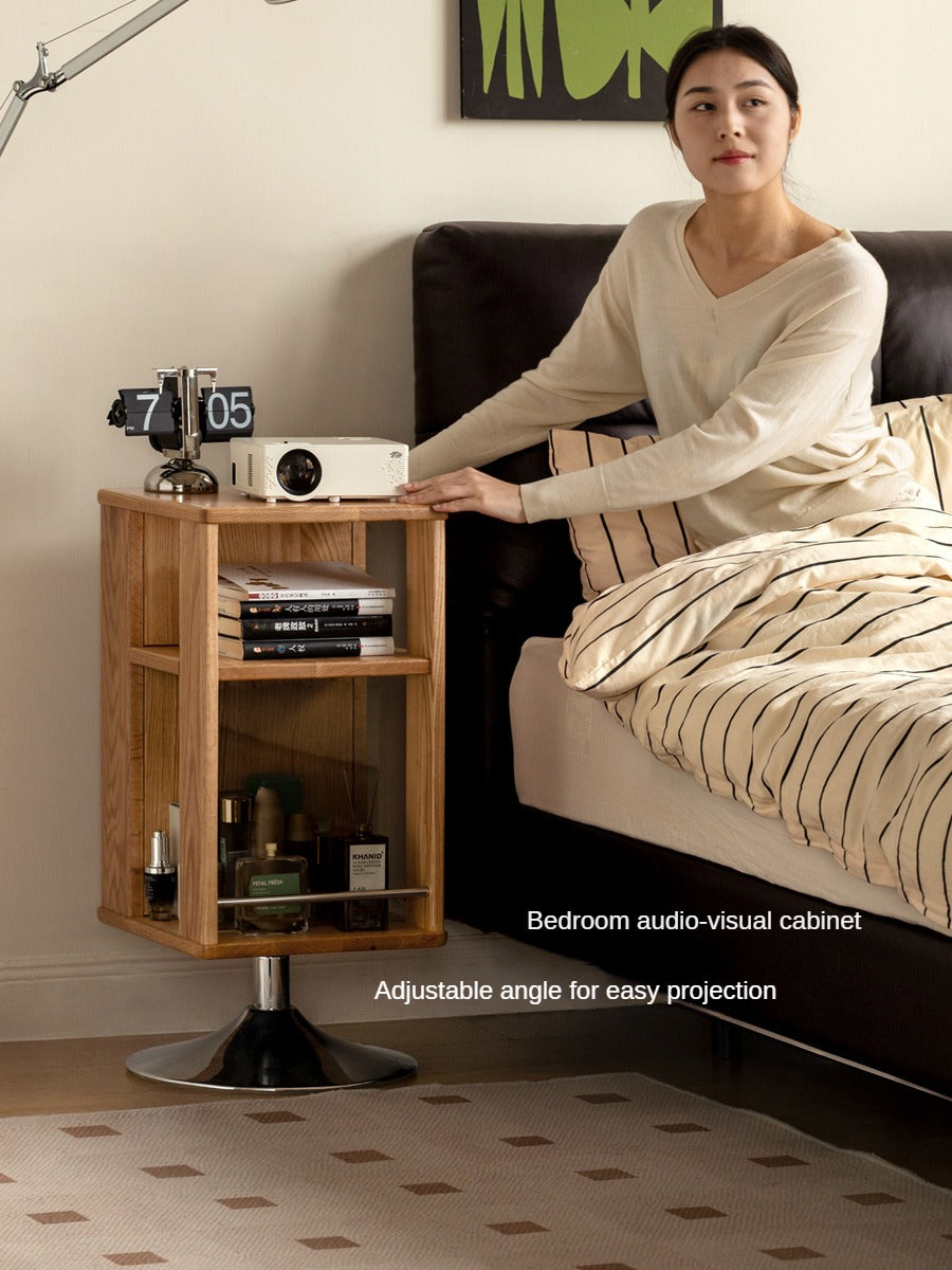 Oak Solid Wood Rotating Side Cabinet.