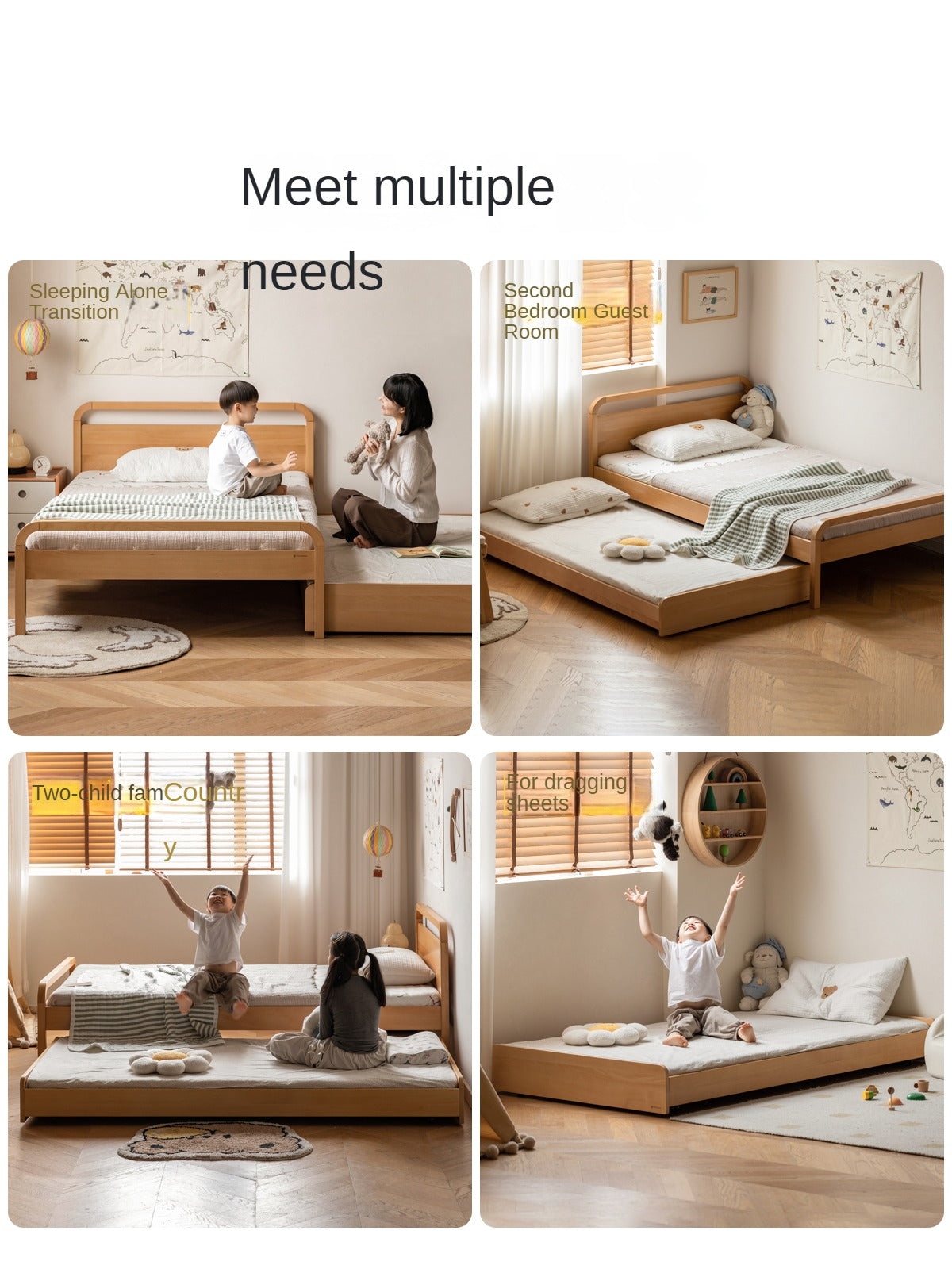 Beech Solid wood Space-saving bunk bed , mother's helper bed<