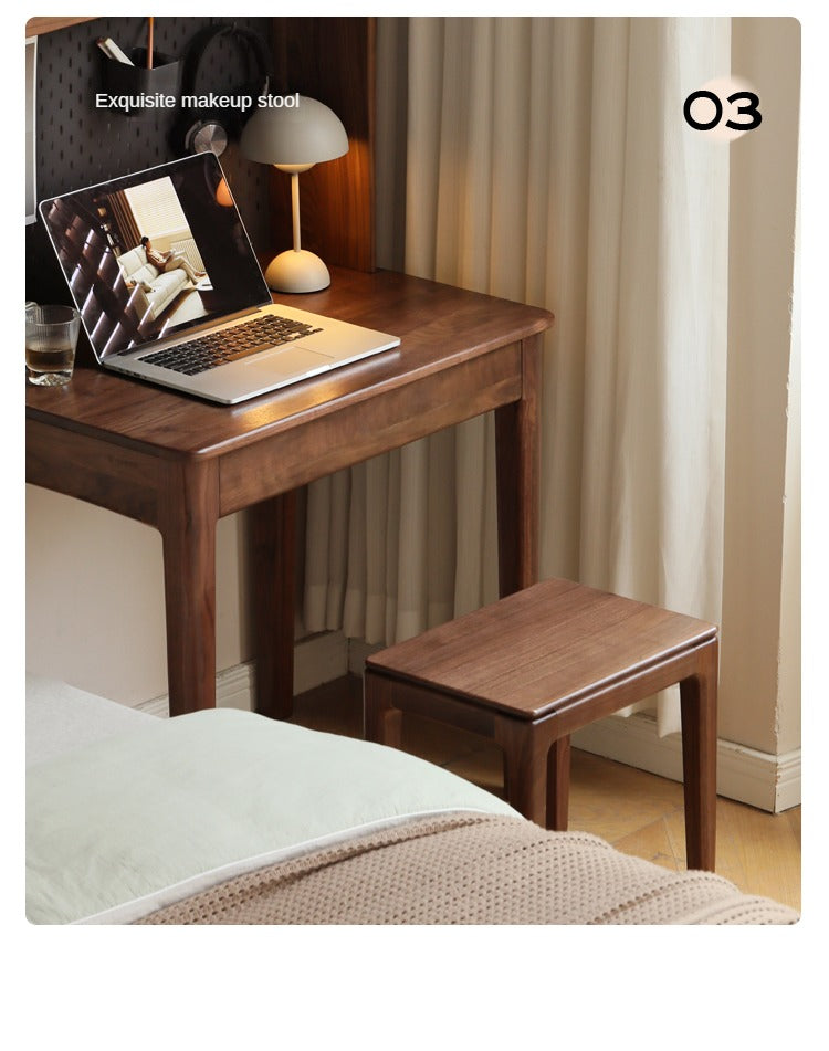 Black Walnut Solid Wood Makeup Stool