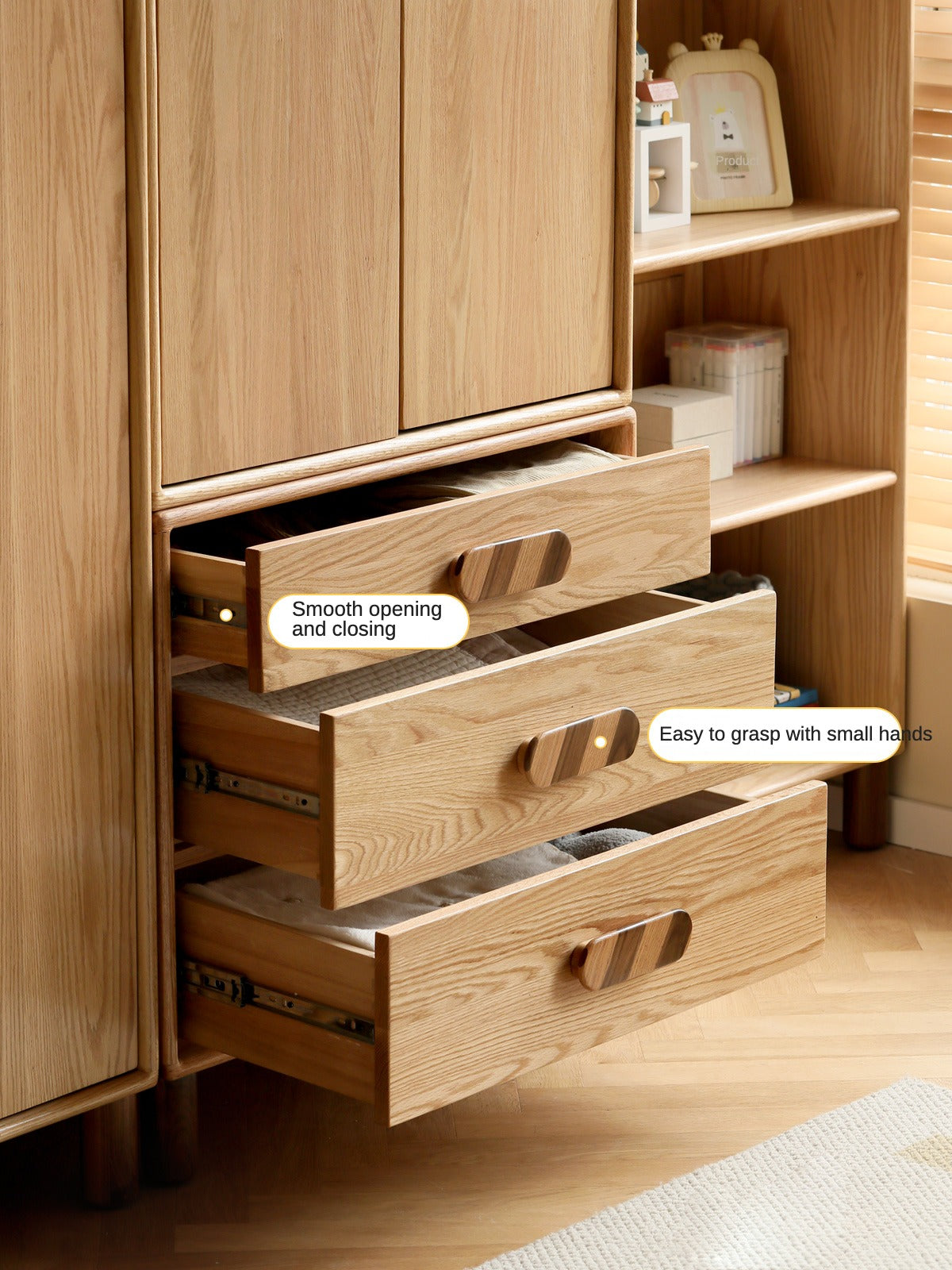 Oak Solid Wood Wardrobe Bookcase Free Combination
