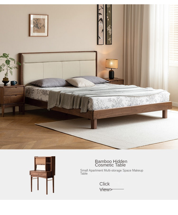 North American Black Walnut, Ash solid wood leather soft bed