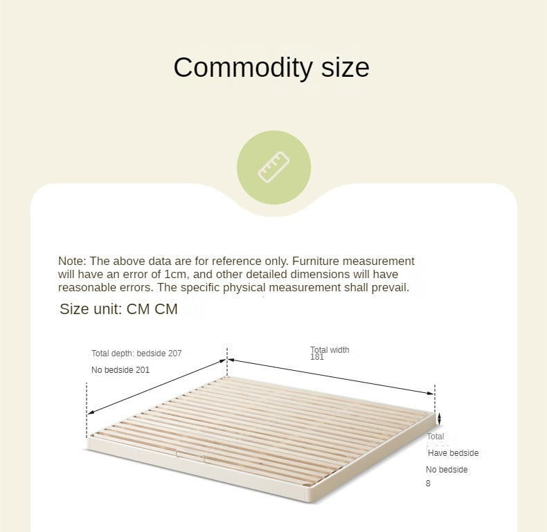 Birch solid wood platform bed, headboard-free bed floor bed cream style