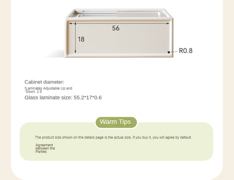 Solid Rubberwood Desktop Storage Cabinet Glass Sliding Door