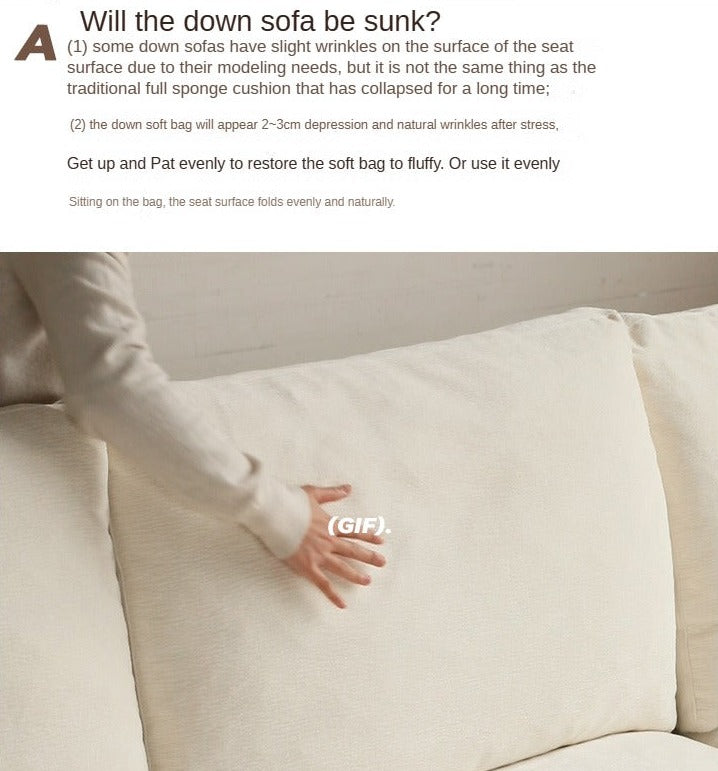 Fabric White Cream Style Down Sofa.