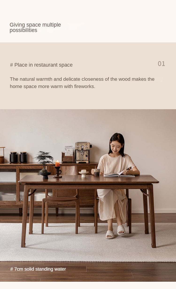 Black Walnut, Ash Solid Wood North American Dining Table