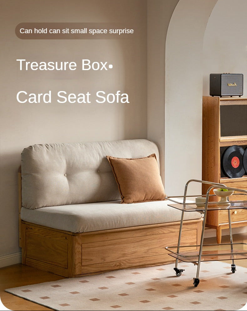 Oak Solid Wood Storage Bench Sofa, Card Seat