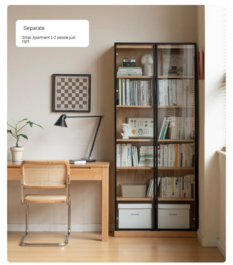 Oak, Solid Rubberwood Modern Bookcase Storage