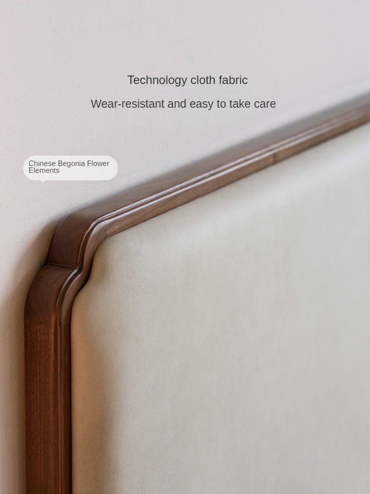 North American Black Walnut, Oak Technical Cloth Organic Leather Soft Suspended Bed