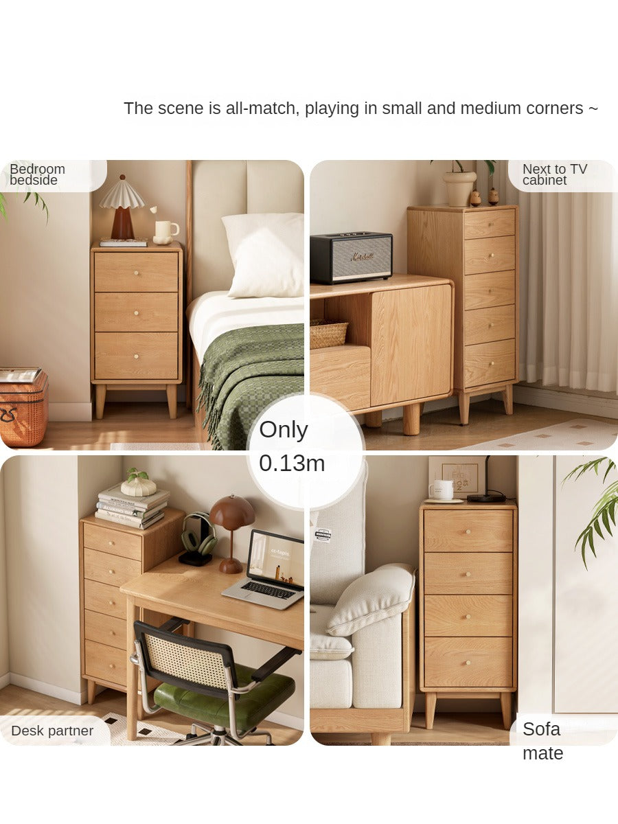 Oak, Beech Solid Wood Chest of Drawers, Multi-Functional Storage Cabinet Combination