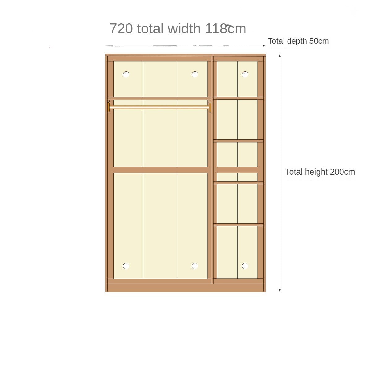 Oak Solid Wood Narrow Wardrobe.
