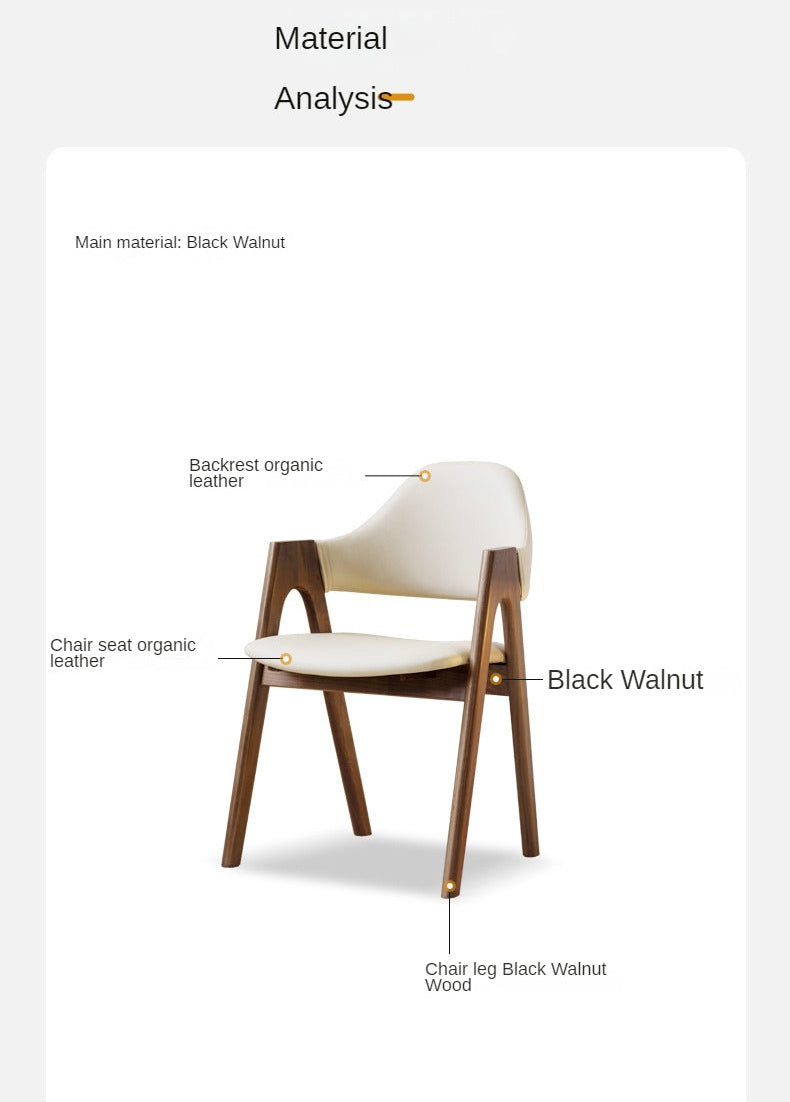 Black Walnut, Oak Solid Wood, Organic Leather, Armchair