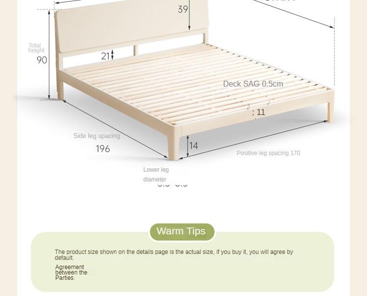 Poplar, Rubberwood Solid Wood Bed Modern Simple Cream Style