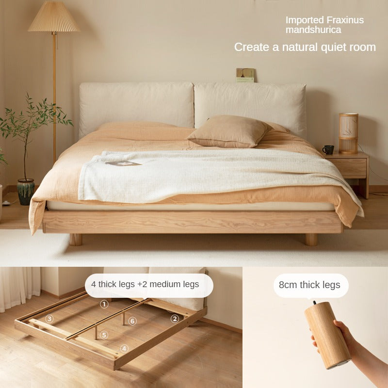 North American Black Walnut, Ash  Technology Cloth Suspended Soft Bed Modern