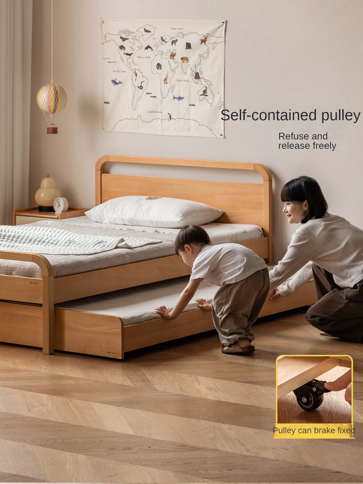 Beech Solid wood Space-saving bunk bed , mother's helper bed<