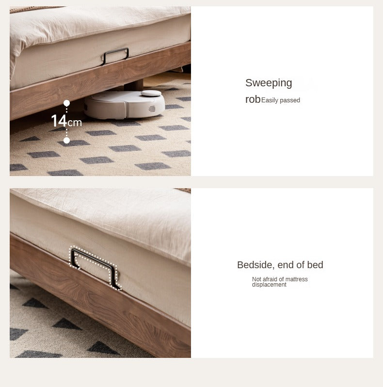 Black Walnut, Oak, Catalpa Solid Wood Floating Bed with Modern Minimalist Design