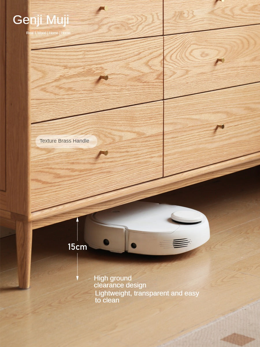 Oak Solid Wood, Solid RubberWood Nordic Chest of Drawers