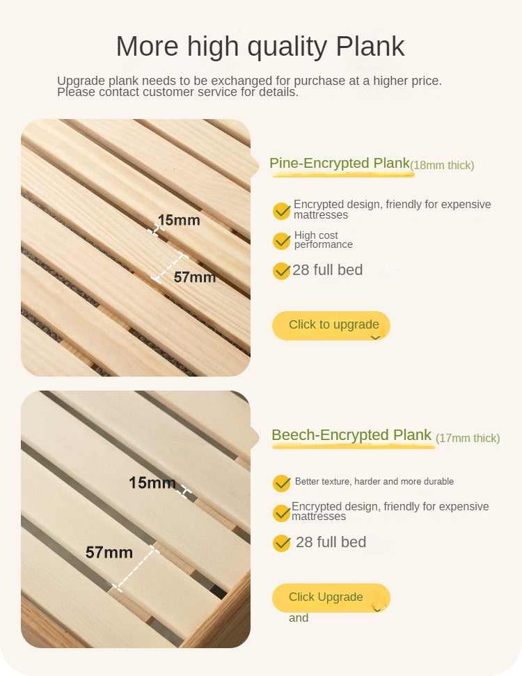 Rubber Solid Wood Children's White Cream Style Montessori Platform Bed.