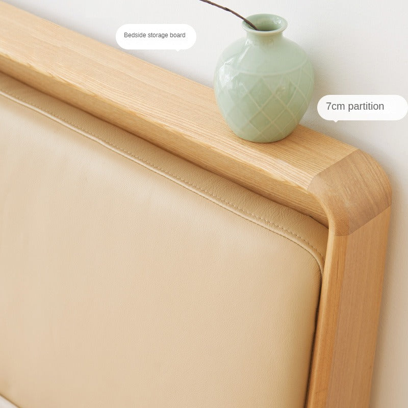 Ash Solid Wood Soft Back Bed Nordic Modern