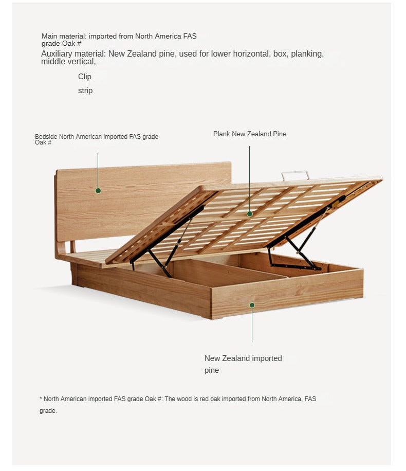 Oak Solid Wood Suspended Storage Box Bed
