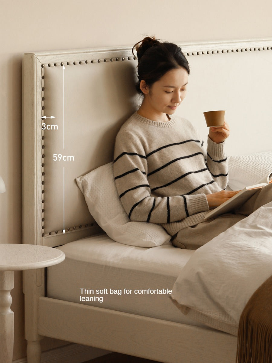 Oak Solid Wood Technology Fabric Soft Bed