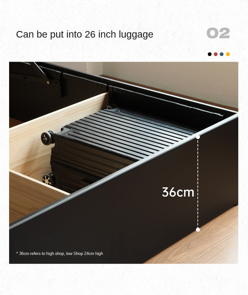 Poplar, Rubber Wood Solid Wood Fully Open High Box Bed Minimalist