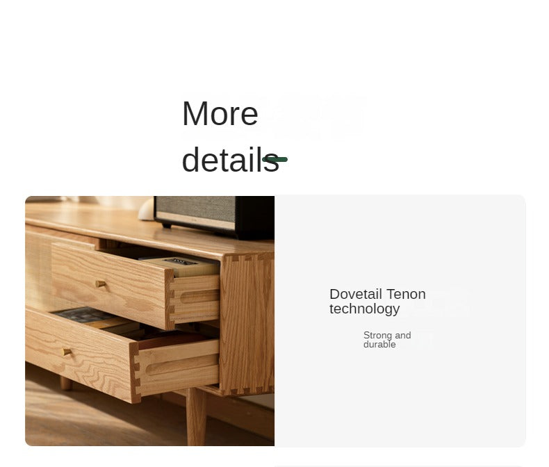 Oak Solid Wood Rattan TV Cabinet