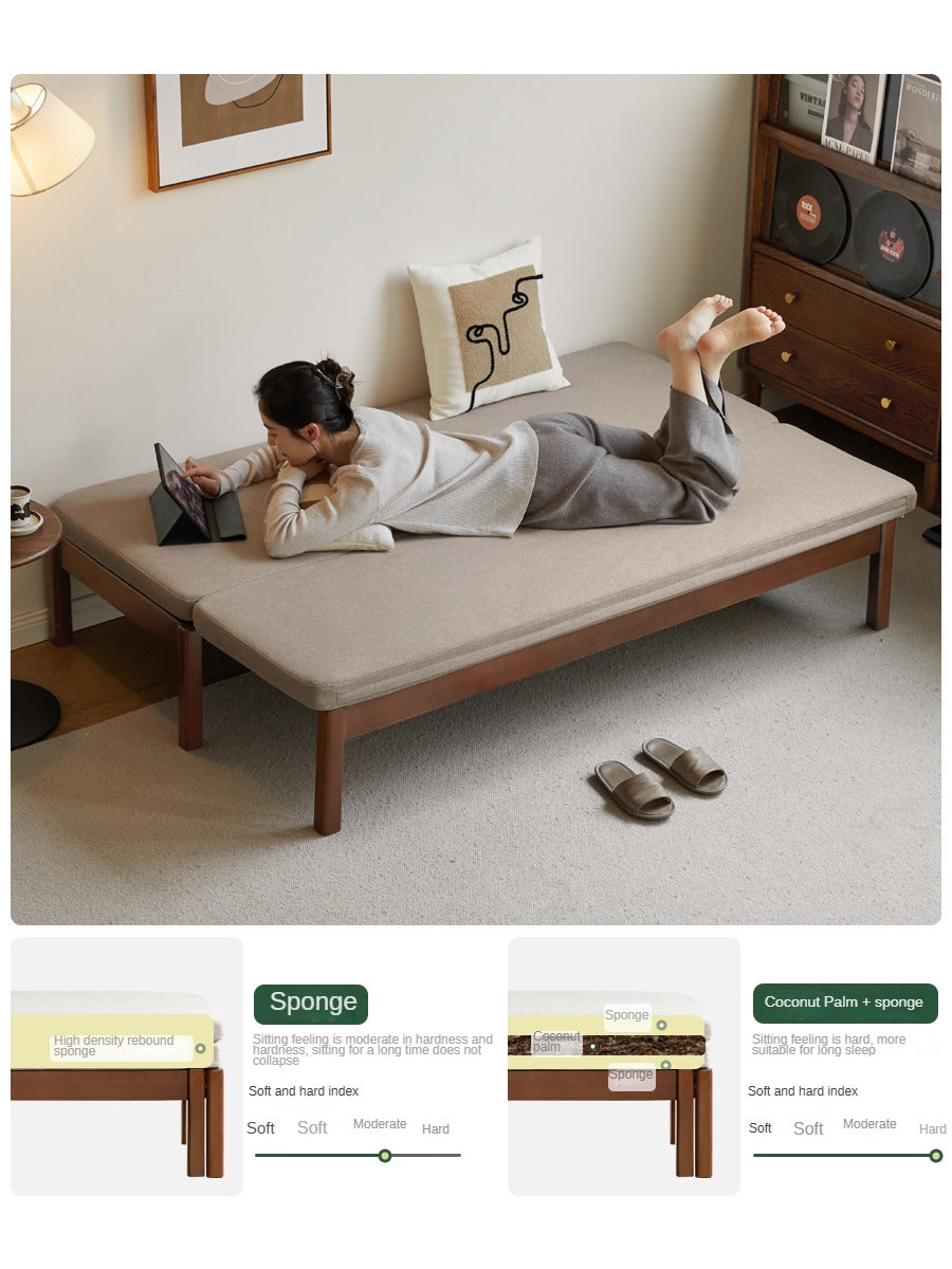 Beech Solid Wood Sofa Folding Dual Purpose Bed Sofa.
