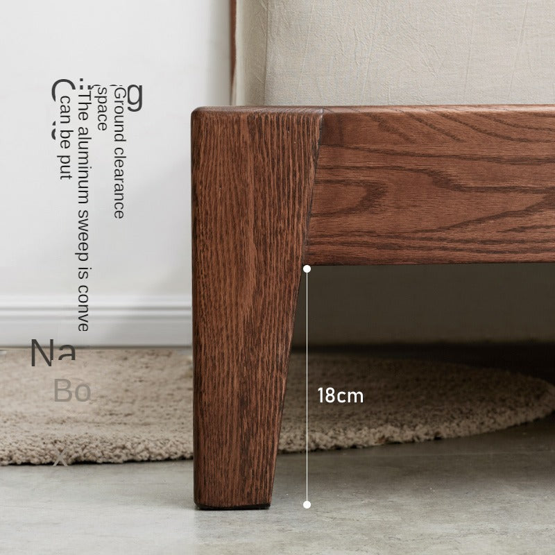 Oak solid wood bed modern simple Nordic bed