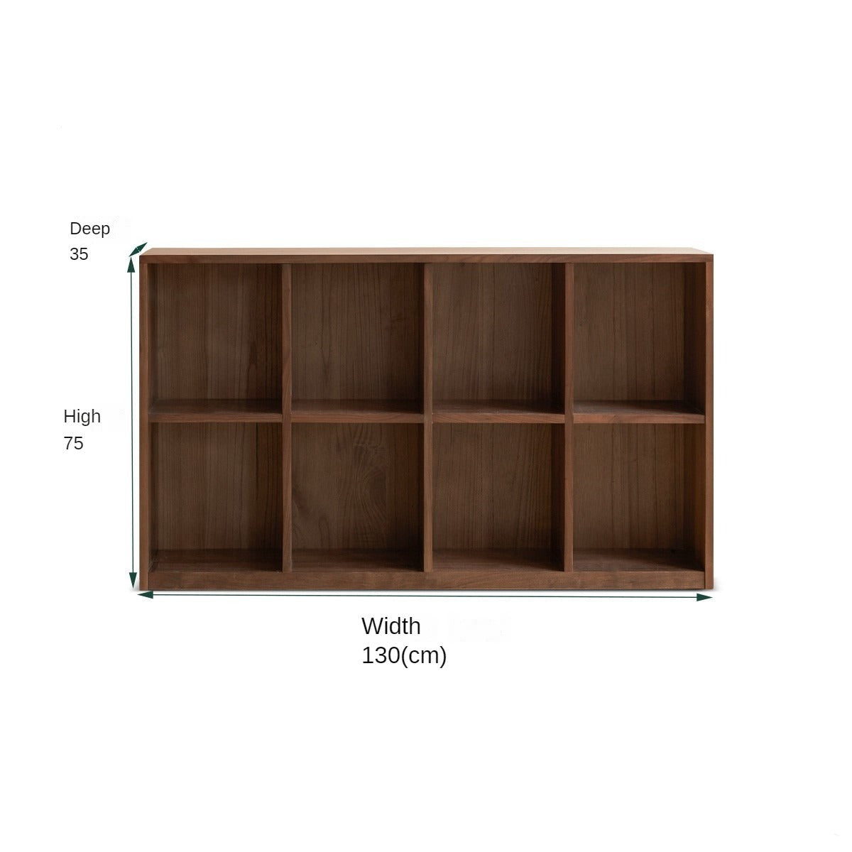 Black Walnut, Rubberwood Solid Wood Low Bookshelf Combination Floor-Standing Cabinet