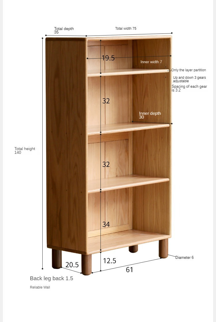 Oak Solid Wood Wardrobe Bookcase Free Combination
