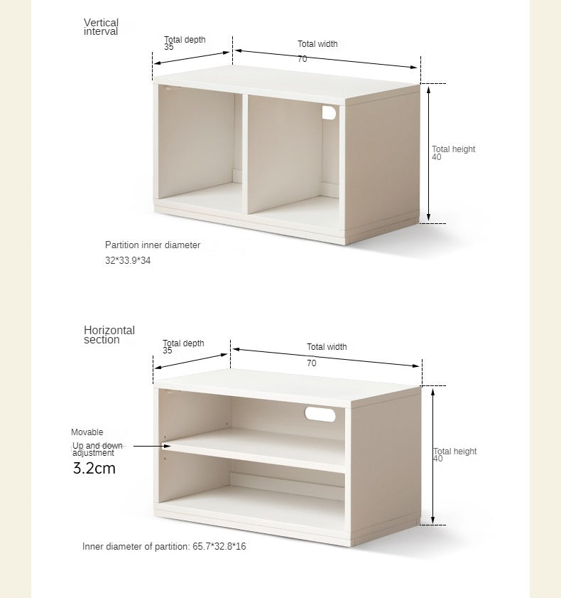 Poplar Solid Wood TV Cabinet Floor Cabinet Cream Style