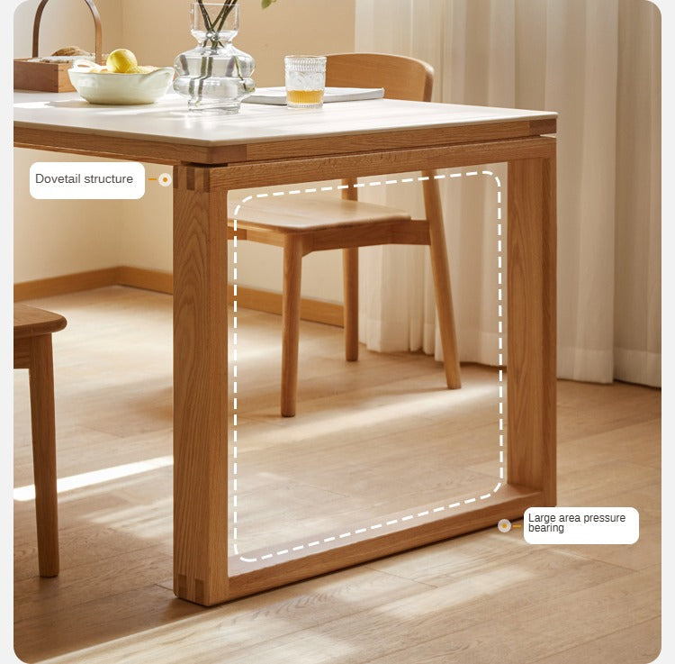 Oak Solid Wood Rectangular Rock Slab Dining Table