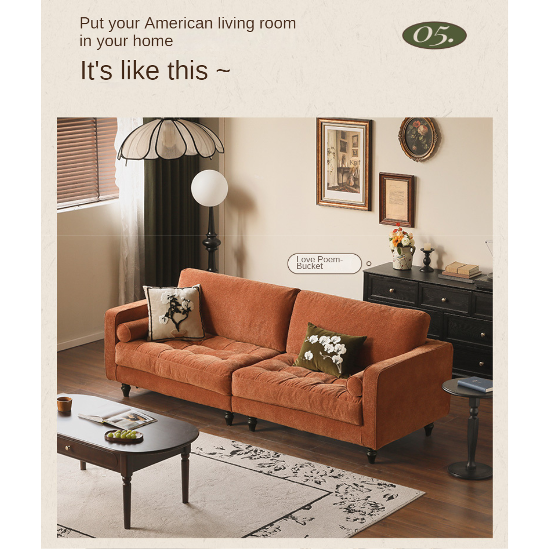 Fabric American Retro Straight Sofa-