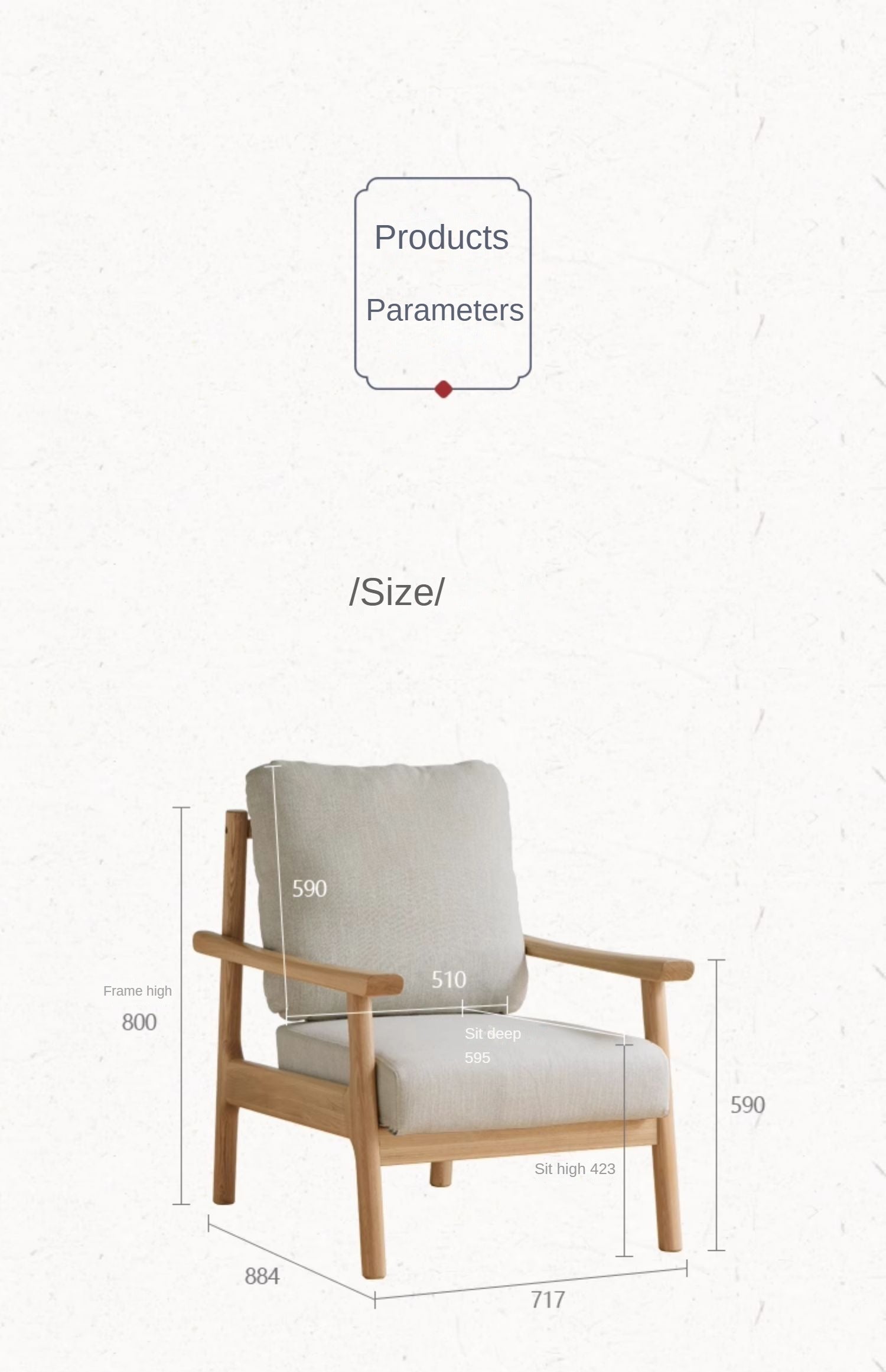 Ash Solid Wood Fabric Leisure Sofa Chair.