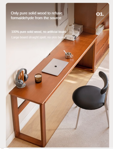 Poplar Solid Wood Narrow Office Desk.