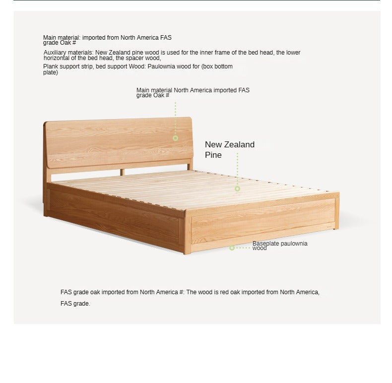 Oak,Rubberwood Solid Wood Box Simple Bed Log Style
