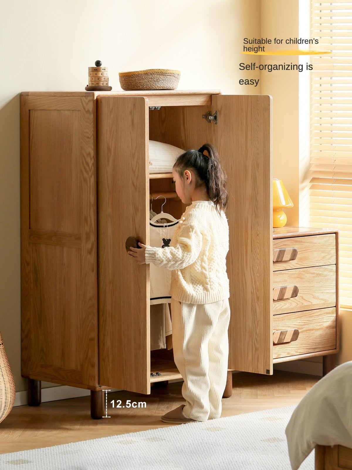 Oak Solid Wood Wardrobe Bookcase Free Combination