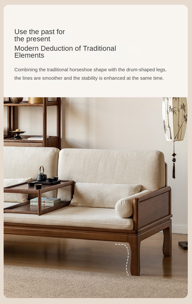 Black Walnut, Oak Solid Wood Dual Use Sofa,