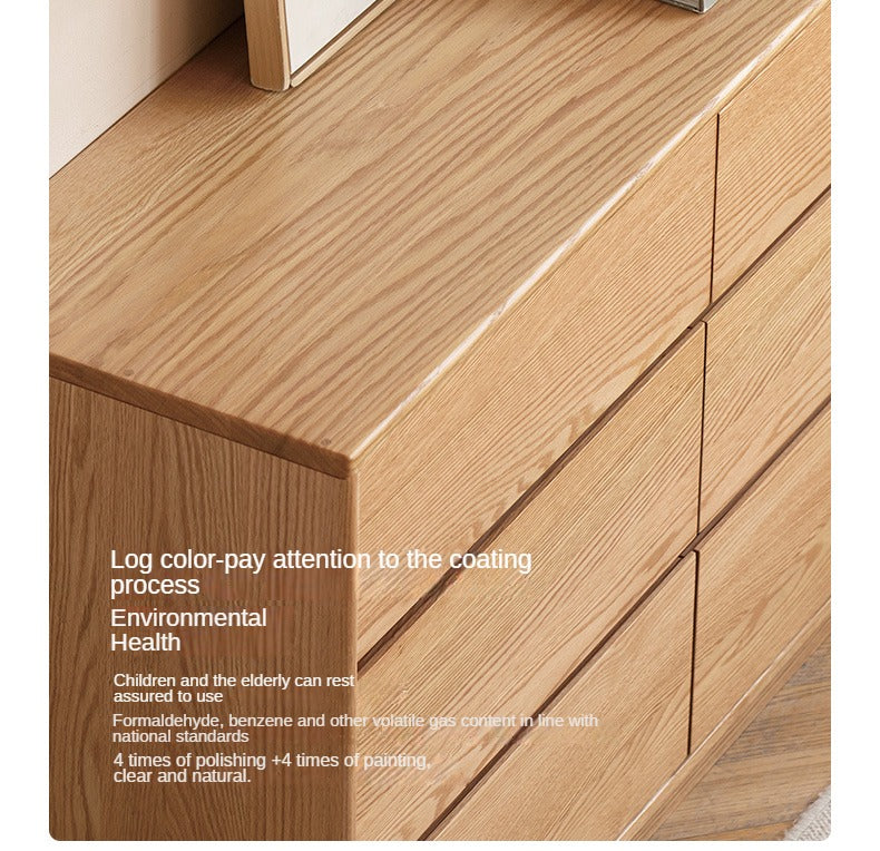 Oak, Solid Rubberwood Dressing Table L-Shaped Corner