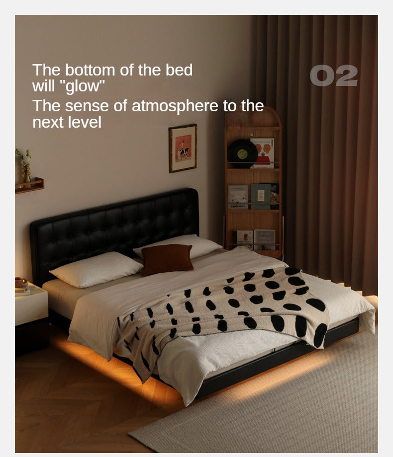 Black High-end Leather Suspension Bed