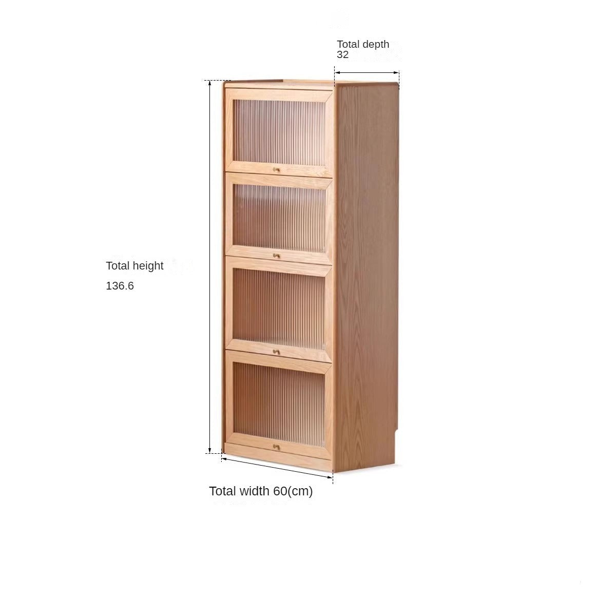 Oak Solid Wood Flip-Up Door Bookcase Combination Cabine