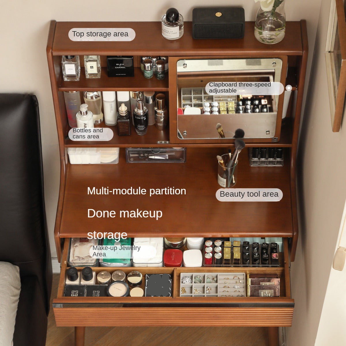 Poplar Solid Wood Retro Makeup Table.