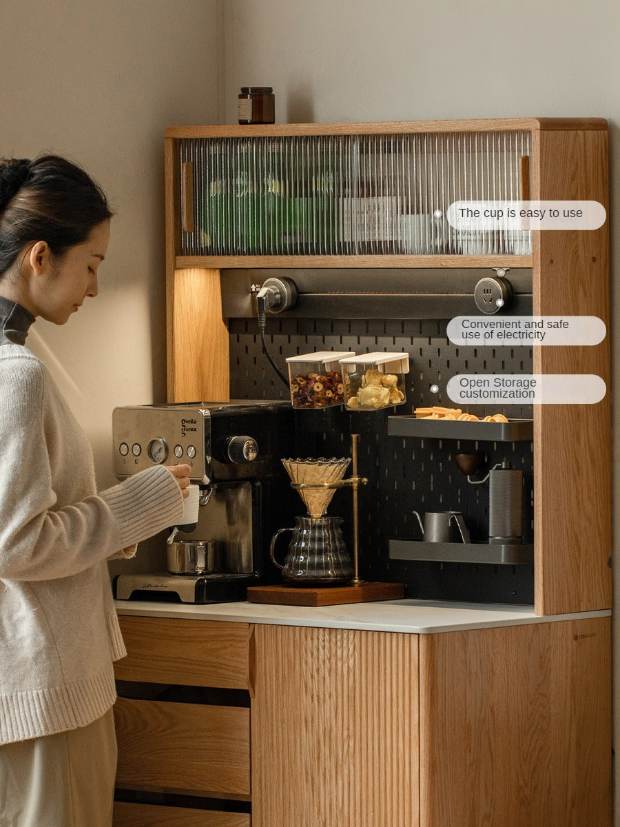 Oak Solid Wood Modern Rock Board Side High Buffet