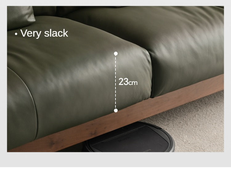 Black Walnut Solid Wood Leather Sofa Modern,