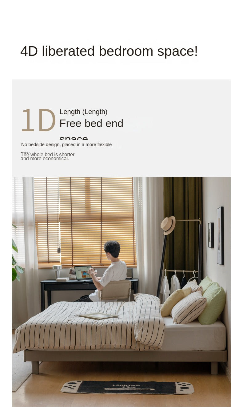 Poplar solid wood Platform Bed, Headboard-Free Bed,