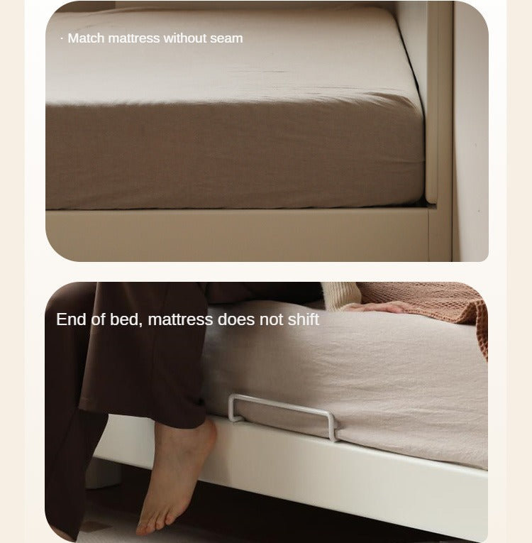 Poplar, Rubberwood Solid Wood Bed Modern Simple Cream Style